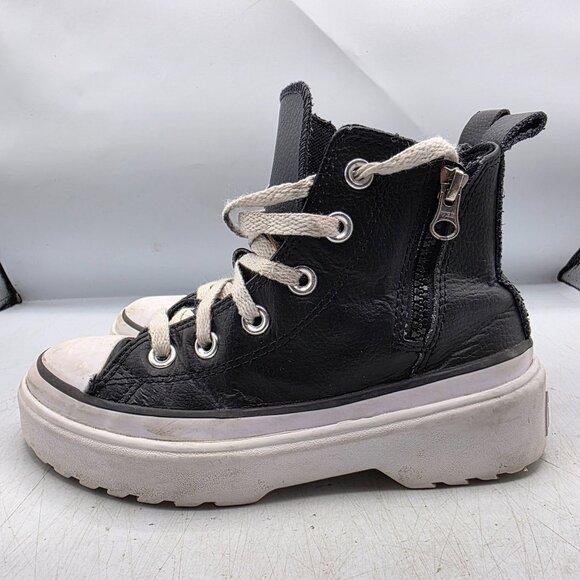 Converse Chuck Taylor All Star Lugged Lift Kids Size 1.5 Black White Shoes Zip - Picture 9 of 9